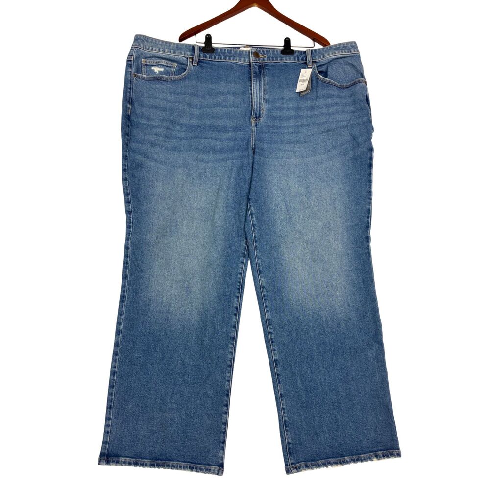 Women’s Signature Fit Relaxed Straight Jeans 30x32 Mid Rise Stretch Blue Denim